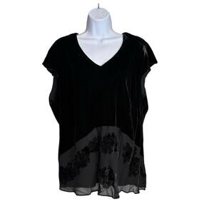 Jones New York‎ Women's Black Velvet Short Sleeve Top Size 20W Festive Luxe